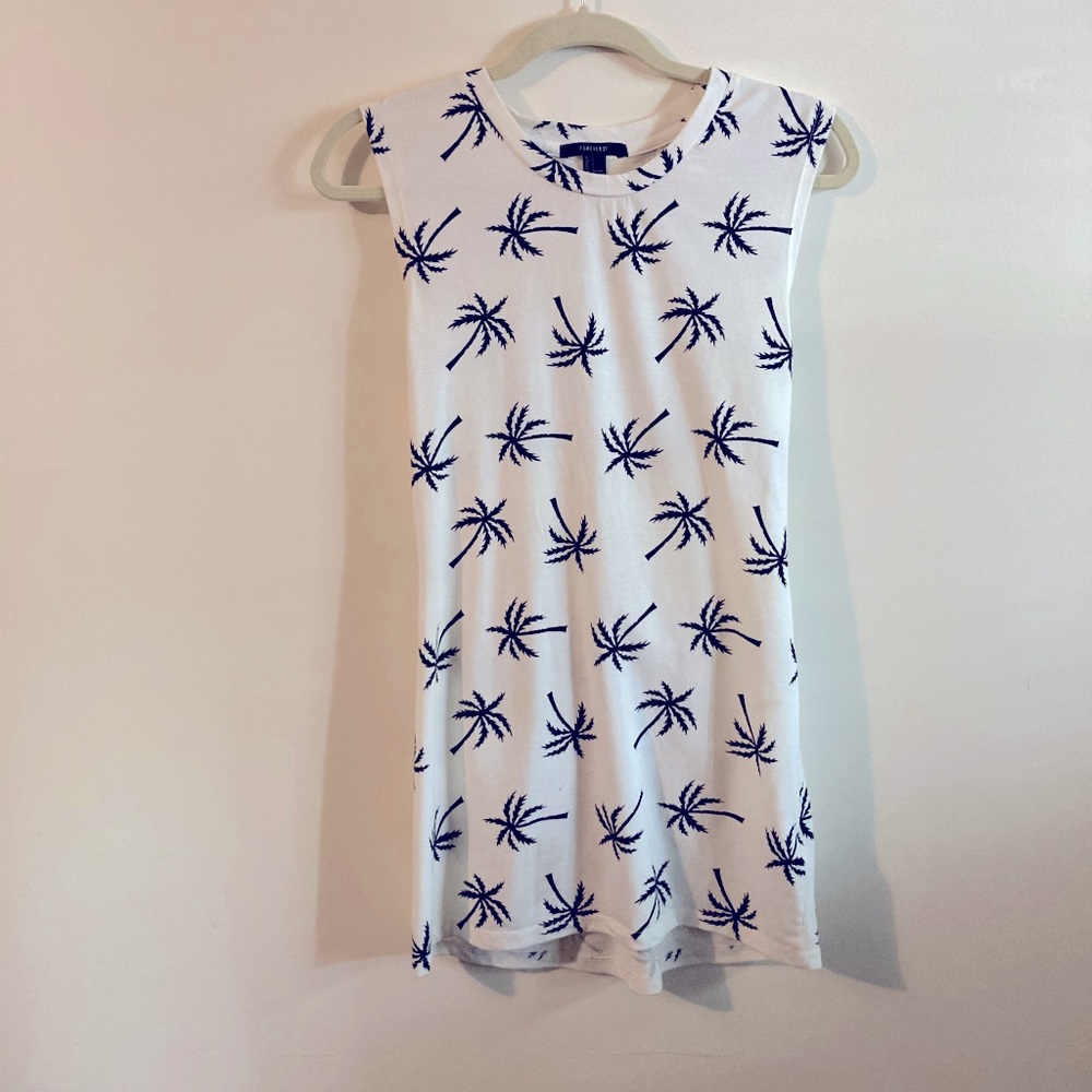 H&M Black & White Palm Tree Pattern Mini Dress or Swim Cover-Up